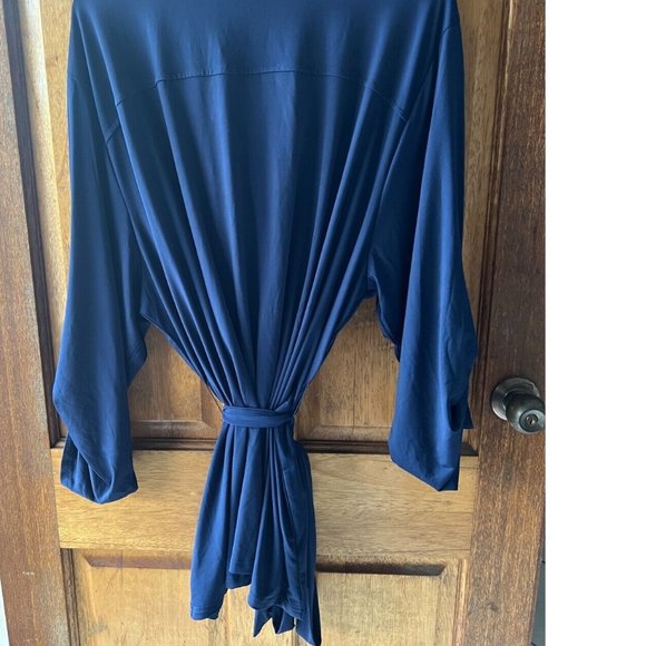 Beme Navy Utility Shirt XXXL Blouse Tab Sleeves & Tie - Picture 9 of 11